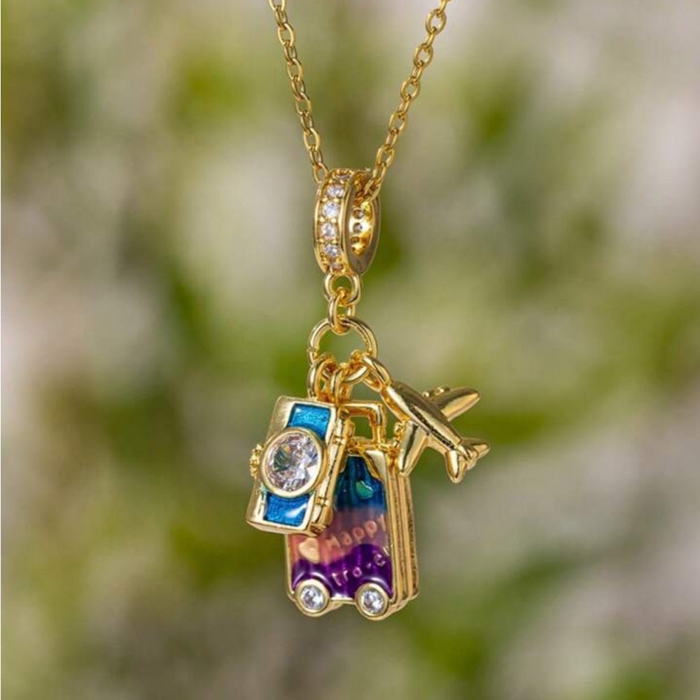 Bon voyage! Airplane pendant gold necklace for the jetsetter in you!